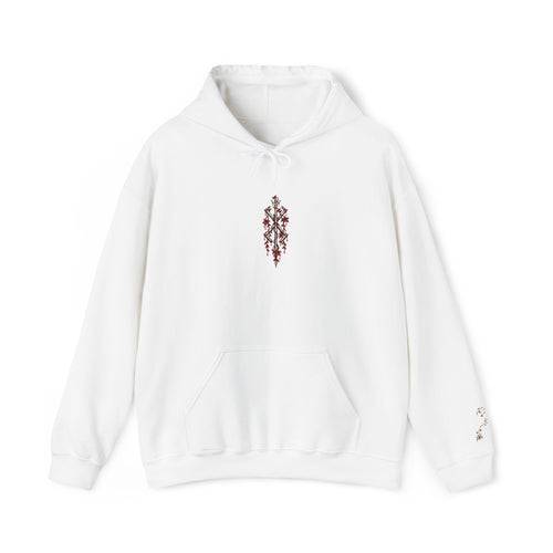 IZAVEN Floral Embroidered Hoodie, cotton-polyester blend with drawstring hood and kangaroo pocket