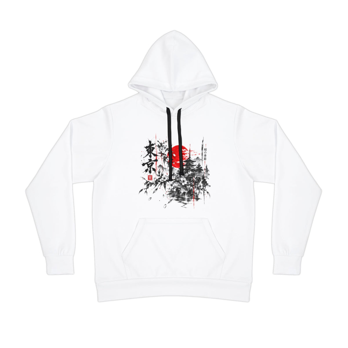 Japanese Zen Bamboo & Red Sun Hoodie