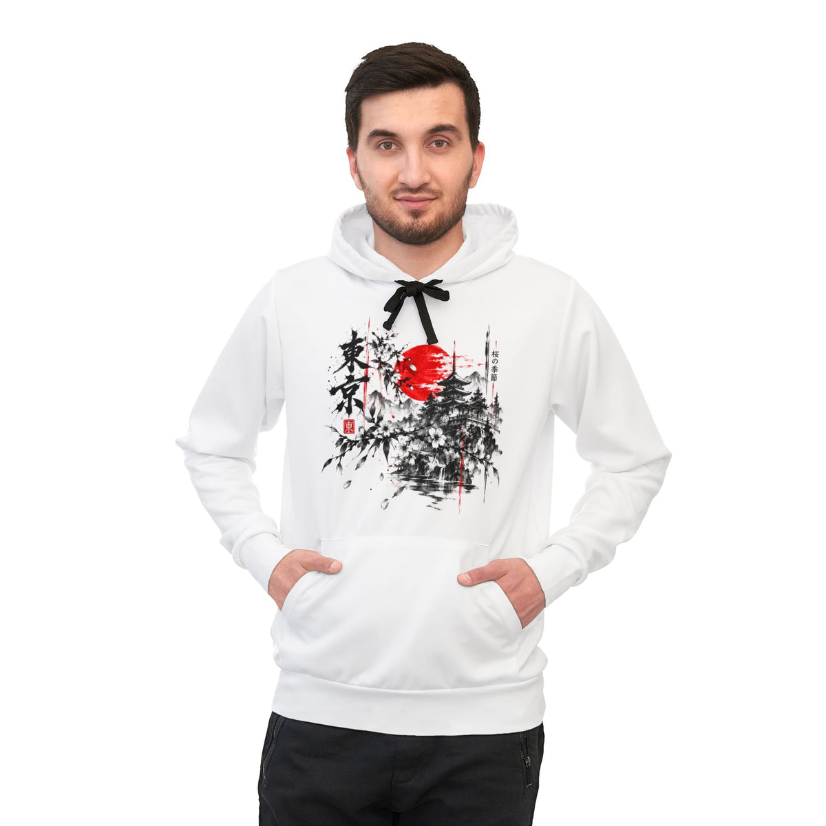 Japanese Zen Bamboo & Red Sun Hoodie