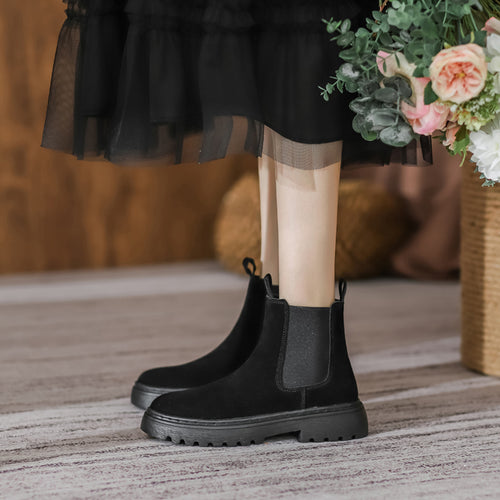 British Style Women's Leather Platform Martin Boots