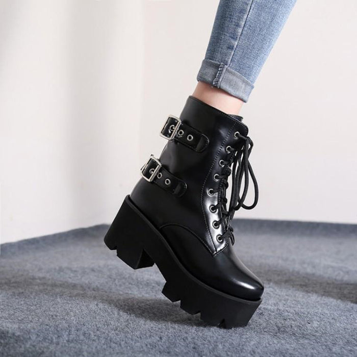 Harajuku Punk Women's Motorcycle Platform Boots