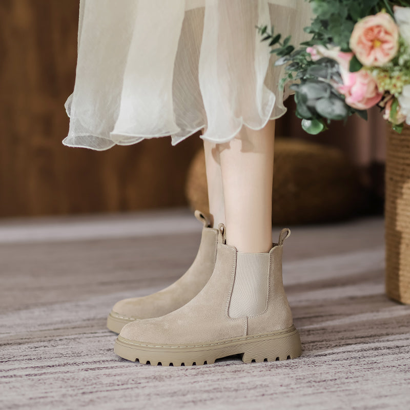 British Style Women's Leather Platform Martin Boots